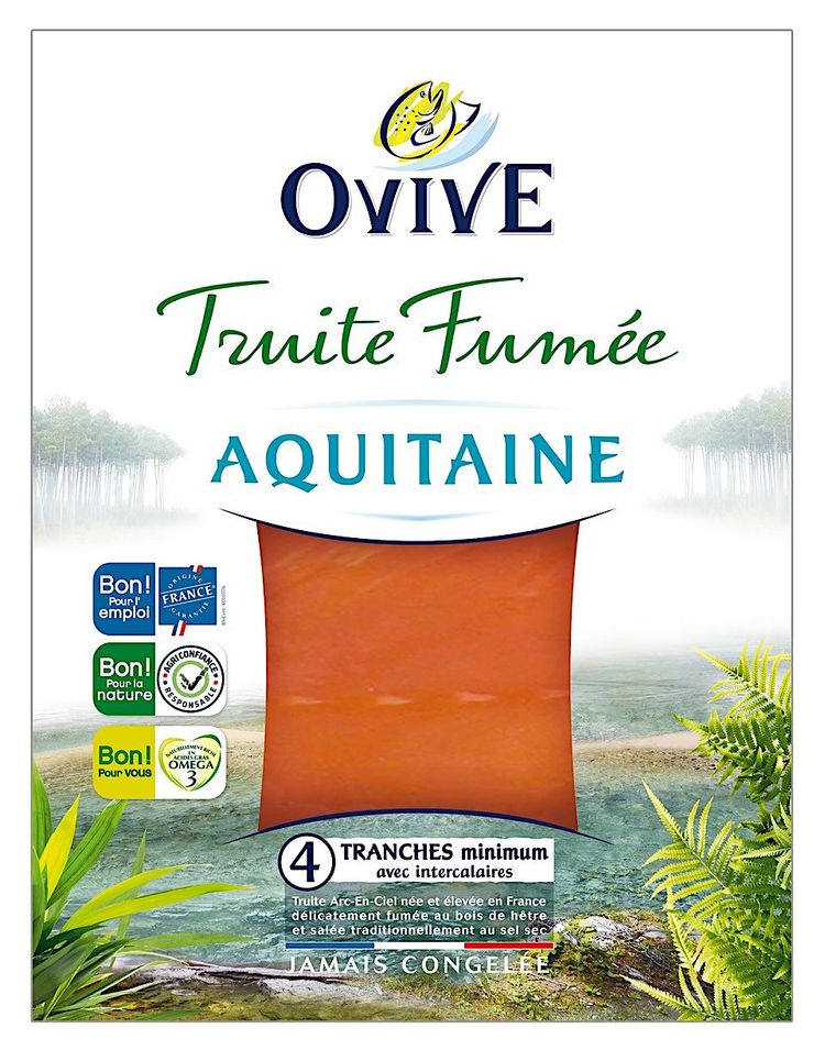Emballage de truite fumée de la marque Olive